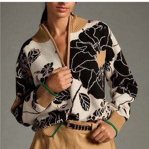 Maeve Floral Half Zip Sweater